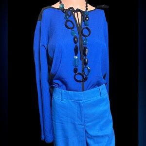 Chic Blue Long Sleeve Top